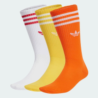 【adidas 愛迪達】襪子 中筒襪 運動襪 3雙組 三葉草 HIGH CREW SOCK 橘黃白紅 IU2657