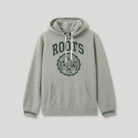【Roots】Roots 男裝- 運動派對系列 學院徽章刷毛布連帽上衣(灰色)