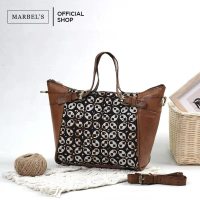 Bellavish Bag - Tas Tote Wanita Kulit Kombinasi Batik Modern | Tas Jinjing Shoulder Bag Etnik Elegan