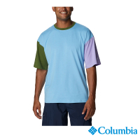 【Columbia 哥倫比亞 官方旗艦】男款-Deschutes ValleyUPF50快排短袖上衣-藍色(UAM93460BL)