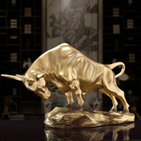 Taurus Resin Handicraft Ornaments Cattle Bull Simulation Animal Sculpture Home Decoration Golden Bull Figurines Accessories