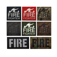 FIRE Mini Reflective Magic Sticker Glow in the Dark Firefighter Fire Fighter Rescue Team Tag Hook and Loop Military Patches Ring