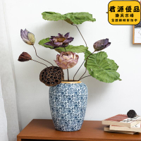 仿真花 人造花 永生乾花花束天然荷花蓮蓬荷葉高級感真花桌面客廳禪意風擺件