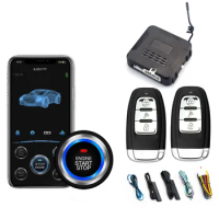 Car Keyless Push Start System Engine Start Alarm System Push One-button Start Smart Remote Phone Control Anti-Theft System