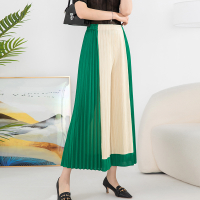 30209 One Size (45-75kg) Pleated Casual Wide-Leg Summer High Waist Drape Contrast Colors Slimming Wi