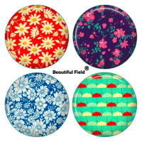 10mm 12mm 25mm 14mm 16mm 18mm 20mm 30mm Photo Pattern Round Glass Cabochons Colorful Beautiful Flowers PNY008
