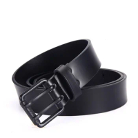 Maikun Vintage Second-Layer Leather Belt Copper Double Pin Buckle Casual Simple Belt