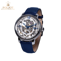 POLJOT德國寶傑錶 9910.1940030 奧爾洛夫伯爵白盤藍針機械錶 43mm 男/女錶