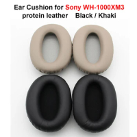 1 Pair Ear Pads Protein Leather and Sponge Foam Ear Cushion replacement for Sony WH-1000XM3 Headset Black / Khaki