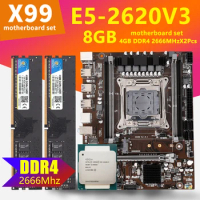 VEINEDA Original X99 ddr4 LGA2011-3 Motherboard Set With CPU Xeon E5 2620 V3 2pcs 4GB 2666MHz 8gb DDR4 Memory