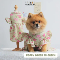 POMAPOO - Baju Kucing dan Baju Anjing Poppy Dress - POPPY GREEN, DRESS - S