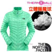 【美國 The North Face】女新款PrimaLoft ThermoBall暖魔球保暖外套.夾克.大衣.風衣/媲美羽絨科技填充/CUD5 浪花綠