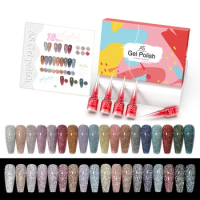 AS 18 Pieces Reflective Glitter Gel Nail Polish Set Soak Off Colors UV Nail Gel Semi permanent Flash Nail Art Kit With Card