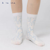 【a la sha】抽象線條中筒襪
