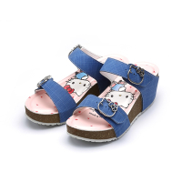 HELLO KITTY艾樂跑女鞋-楔型底台輕量涼拖鞋-藍(921012)