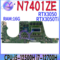 N7401ZE Mainboard For Vivobook Pro 14X N7401Z N7401ZE K6500Z Laptop Motherboard i5-12500H i7-12700H CPU RTX3050/3050Ti RAM-16GB