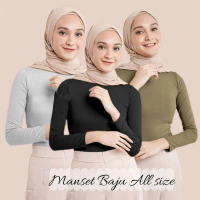 baju manset wanita Muslim dan lain nya//lengan panjang bahan jersey zoya yang nyaman all size Garis