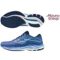 MIZUNO 美津濃 慢跑鞋 女鞋 運動鞋 緩震 一般型 WAVE RIDER 27 一般型女款慢跑鞋 藍 J1GD230325