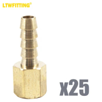 LTWFITTING Brass Fitting Coupler 1/4-Inch Hose Barb x 1/8-Inch Female NPT Fuel Water(Pack of 25)