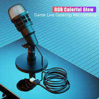 USB Condenser Microphone With RGB, Microphone For Podcasting, Laptop, Recording Streaming Games