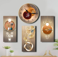 Jam Dinding Unik 1 Set Kaligrafi Pajangan Shabby Chic Wall Decor Minimalis Poster Islami Kayu