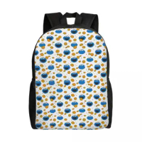 Custom Cookie Monster Travel Backpack Women Men School Laptop Bookbag Cartoon Sesame Street College Student Daypack Bags