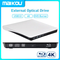 USB3.0 Bluray 4K Recorder External Optical Drive 3D Player BD-RE Burner Recorder DVD+/-RW DVD-RAM