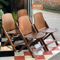 復古實木折疊椅戶外民宿折疊椅風琴椅便攜式露營折疊椅咖啡店餐椅 全館免運