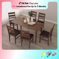 (FREE Shipping) KitchenZ 4/6 People Seater Aslan Solid Wood Dining Set with 1 Table with Chairs - As