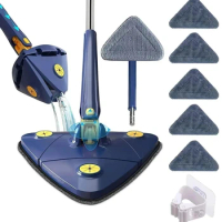 Telescopic Triangle Mop 360° Rotatable Spin Cleaning Mop Squeeze Wet and Dry Use Water Absorption Home Floor Tools