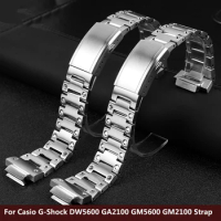 Stainless Steel Watchband for Casio G-Shock GWM5610 DW5600 GW-5000 G-5600 GA2100 GM5600 GM2100 Solid Steel Watch Strap 16mm Men