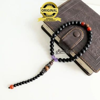 Tasbih SULTAN 33 Aesthetic Batu Alam Onyx Hitam mix Garnet Merah Kecubung Ungu ASLI 100% Original Ka