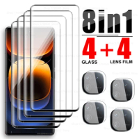 8In1 Screen Protector For iQOO 12 Pro 5G Full Cover Curved Tempered Glass iQOO12Pro iQOO12 Pro 6.78 inch Camera Protective films