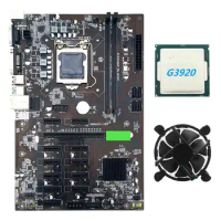 B250 BTC Mining Motherboard with G3920 or G3930 CPU CPU+Cooling Fan 12XGraphics Card Slot LGA 1151 DDR4 SATA3.0 USB3.0 for BTC M