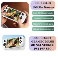 E6 Handheld GAME Console Portable Video Game 5 Inch Support IPS Screen 60Hz Screen Retro Gamebox 10000 Games Children's Gift