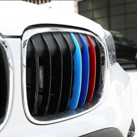Car Styling M Style Ornaments Front Grille Trim Sport Strips Cover Stickers For BMW X1 2010 2011 2012 2013 2014 2015 2016 2017