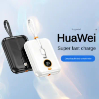 10000mAh Mini Power Bank PD22.5W Fast Charging for Huawei Powerbank Built in Cable Portable Charger for iPhone Xiaomi Samsung