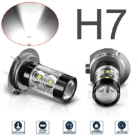 Mentol lampu hadapan LED H7 tahan lama 160W kalis air cahaya putih 6000K