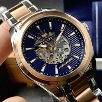 【MASERATI 瑪莎拉蒂】MASERATI手錶型號R8823112005(藍金銀三色錶面玫瑰金錶殼金銀相間精鋼錶帶款)