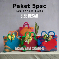 PAKET 5pcs Tas Anyam Kaca Size L Besar | Tas Belanja | Tas Sembako Lebaran | Tas Parcel | Tas Plasti