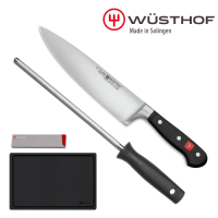 WUSTHOF 德國三叉 CLASSIC 20cm 主廚刀4件組(主廚刀+磨刀棒+軟砧板+刀套)