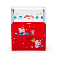 小禮堂 Hello Kitty 透明棚蓋化妝品收納盒 (紅點點款)