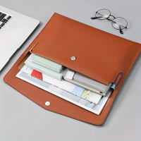 A4 Business Office Document Bag Leather Waterproof Storage File Bag Data Archive Bag Portable Invoic