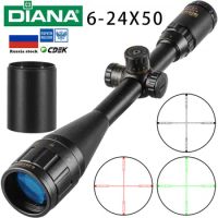 DIANA 6-24x50 Locking Tactical Rifle Scope Green and Red Cross with Light Sniper Gear Hunting Optical Scope Scope Aiming Rifle