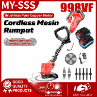 Mesin Rumput Bateri 998VF Multifunctional Electric Lawn Mower Rechargeable Garden Tool