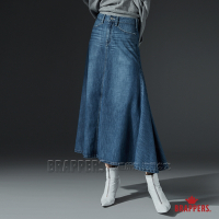 BRAPPERS 女款 Boy Friend系列-牛仔棉質傘狀長裙-藍