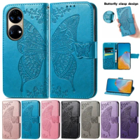 Wallet Leather Butterfly Embossing Case For Huawei P50 Pro P40/P30/P20 Lite/Pro P Smart 2020/2021 Mate 40/30 Lite/Pro Honor 50