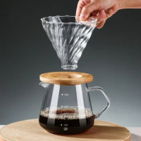 Pour Over Coffee Maker Set Glass Carafe Coffee with Glass Coffee Filter Drip Coffee Maker Set for Home or Office 600ml 300ml