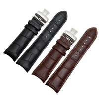 Genuine Leather Crocodile Curved End Bracelet Strap For Tissot T035 Stainless Steel Buckle Band