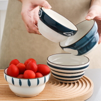 免運 日式 陶瓷 餐盤 餐具 陶瓷米飯碗 日式手繪釉下彩葫蘆碗4.5寸小吃碗 兒童碗水果沙拉碗
